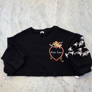 Boys Lie Black Long Sleeve Tee with Heart and Angel Design